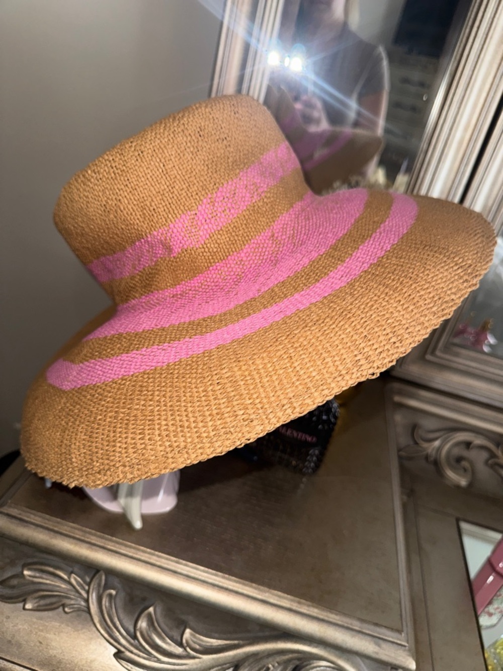 a new day Straw Sun Hat with Pink Stripe - Picture 3 of 4